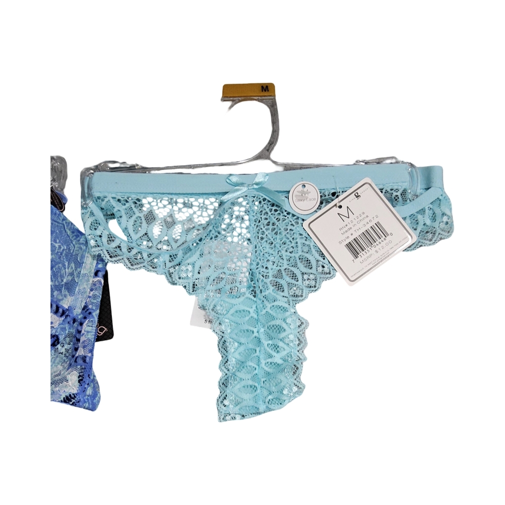 New Size 34C Blue Lace Bra and size medium thong - Picture 3 of 5